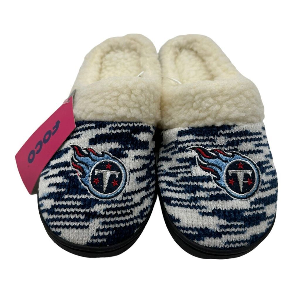 Tennessee Titans Slippers Womens Sz S 5/6 Slip On House Shoes FOCO NFL